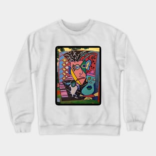 Picasso style face - fun weird cubism Crewneck Sweatshirt